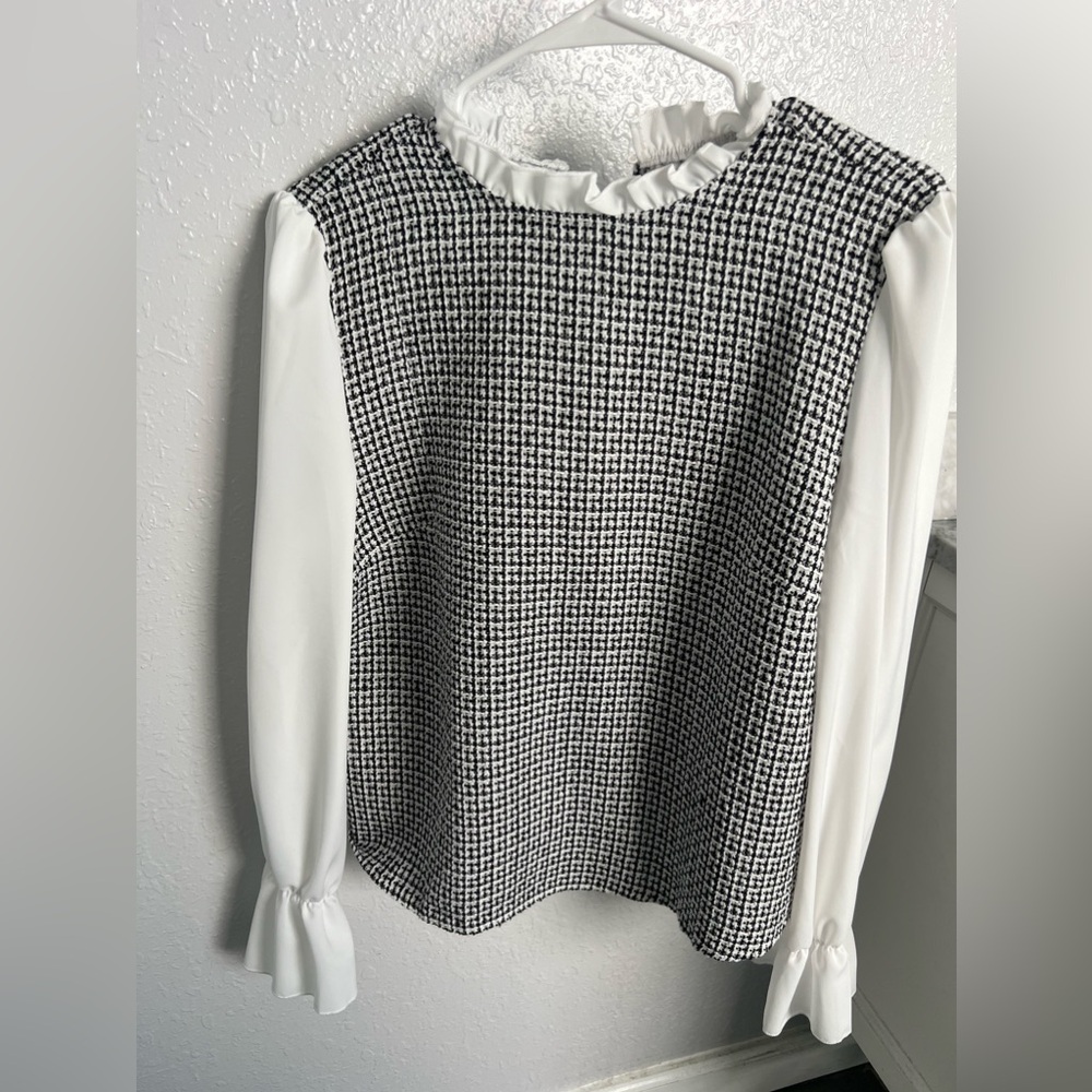 Vintage style black and white dress top